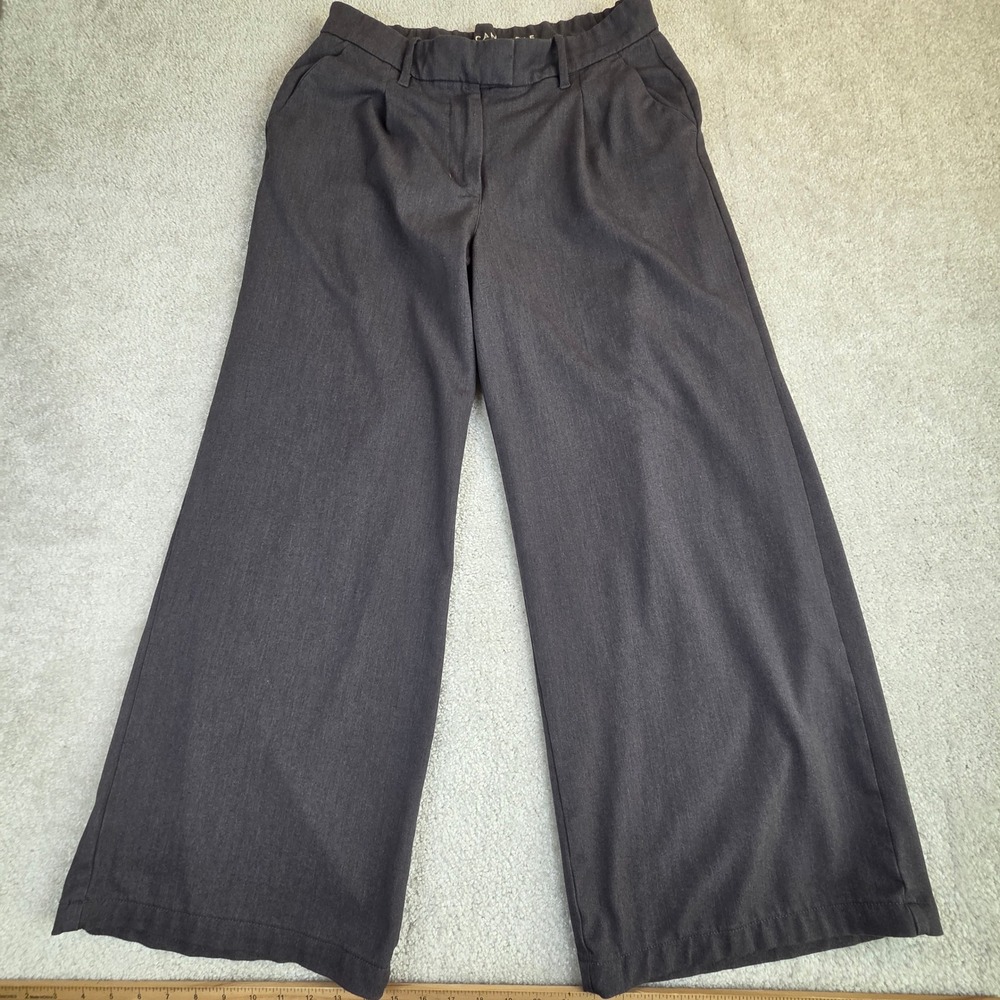 American Eagle Curvy Wide Leg Trouser Gray Size 10 Short Stretch Waist